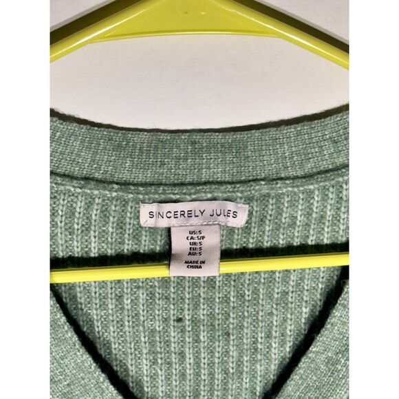 Sincerely Jules Green Button Front Knit Cardigan Sweater Women’s Size Small - Picture 3 of 4